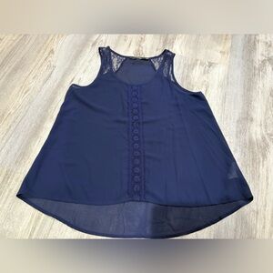 Doe & Rae Navy Blue Sleeveless Blouse